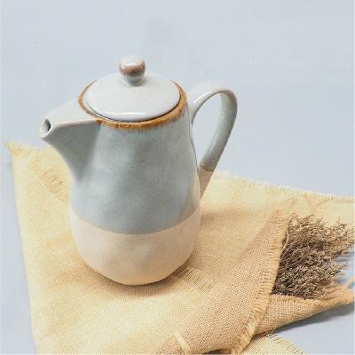 China Viable European style handcrafted sky blue shiny reactive luster dial bottom floor ceramic milk pitcher ceramic water jug for sale