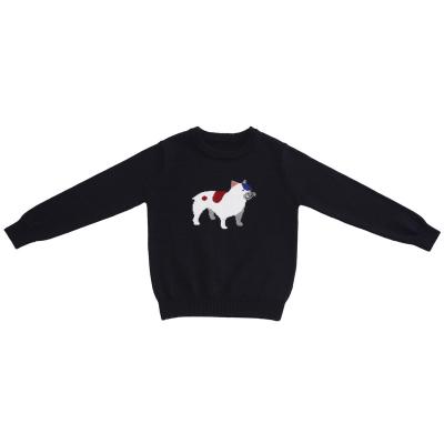 China Anti-Shrink LIttle & Big Boys' Cute Jacquard Pull-on Style Knitted Sweaters with Cat Patterned Crew Neck Long Sleeve 6-14 Years Black for sale