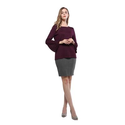 China Anti-pilling Jiuyan Factory Lady Knit Viscose Nylon Long Sleeve Pullover for sale