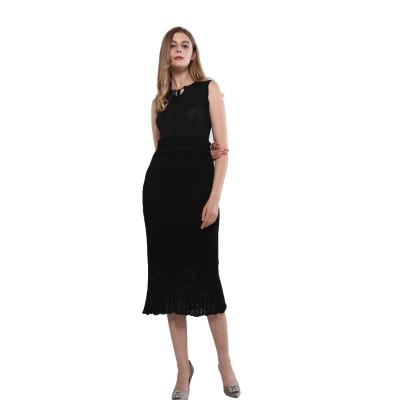 China Anti-pilling Jiuyan Factory Lady Knit Viscose Nylon Sleeveless Long Dress for sale