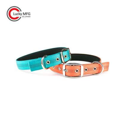 China 2021 Hot Sale Personalized Durable Adjustable Neoprene Padded Reflective Nylon Dog Collar With Metal Buckle for sale