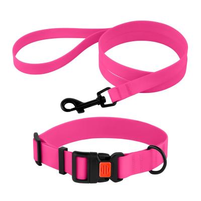 China Custom Waterproof Hunting Training Rubber PVC Coated Webbing Dog Collar Leash for sale