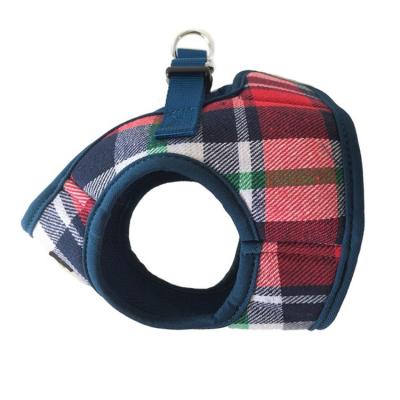 China Custom Product Adjustable Fashion Pet Supplies Plaid Tartan Cloth Plaid Basic Dog Harness for sale