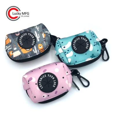 China Custom Stocked Neoprene Dog Poop Bag Dispenser With Rubber Grommet For Walking Dogs for sale