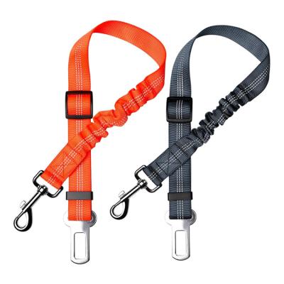 China High Quality Reflective Nylon Reflective Length Adjustable Elastic Bungee Safety Dog Car Seat Belt Dog Car Safety Leash for sale