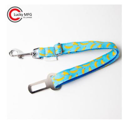 China Fashion Customized Attractive Adjustable Banana Cactus Pattern Design Dog Seat Belt With Designs for sale