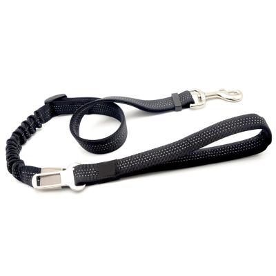 China Pet Travel Reflective Adjustable Bungee Dog Safety Car Padded Nylon Seat Belt with EVA Handle for sale