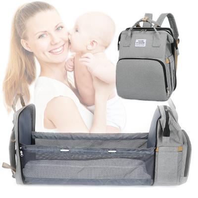 China High Quality Baby Diaper Bags Water Resistant Running Portable Diaper Bag With Changing Station Baby Mommy Travel Backpack With Bed for sale