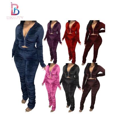 China Ibeauty 2022 QUICK DRY custom women clothing 2 piece pants set outfit velor salon wear women sets and velor tracksuit for sale