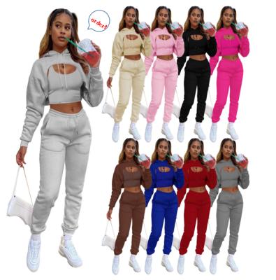 China 2021 Autumn Women Sweatsuit QUICK DRY Clothes Set Tracksuit Hoodie 3 Pieces Set Women Cotton Vest Pants Sweatpants And Hoodie Set for sale