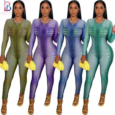 China Ibeauty Luxury Clothing 2021 Autumn QUICK DRY Women One Piece Slim Print Jumpsuit Rompers Plus Size Women Overalls for sale