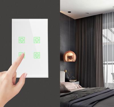 China Smart Touch Fireproof Lamp Switch WIFI Home Automation Tuya PC Remote Power Switch Switch 1/2/3/4 Band Neutral for sale