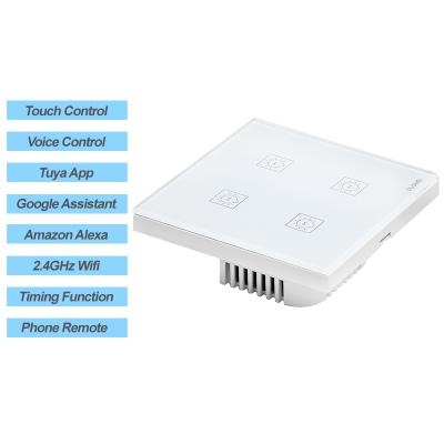 China Low Moq Amazon Alexa Google Assistant Fireproof PC Smart Light Control Wifi Switch Eu Wholesale for sale