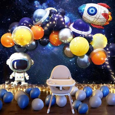 China Festival decoration selection fly in the space birthday photos birthday party background wall led lights birthday balloon decoration sets backdrop for sale