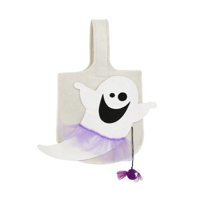 China Fabric Felt Custom Halloween Candy Bags Happy Halloween Party Supplies Cute Ghost Praying For Sugar Bags for sale