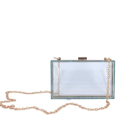 China High Quality 2021 Summer Acrylic Candy Color Lady Bag Small Square Box Bag Transparent Dinner Bag for sale