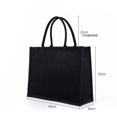 China Reusable Grocery Packing Grocery Packing Bags Natural Custom Eco-Friendly Canvas Burlap Lamination Liner Fashion PE Jute Shopping Bag Large for sale