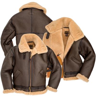 China Wholesale High Quality Winter Mens Clothing Faux Fur Aviator Pilot Coat Airforce Leather Jacket Men Waterproof for sale