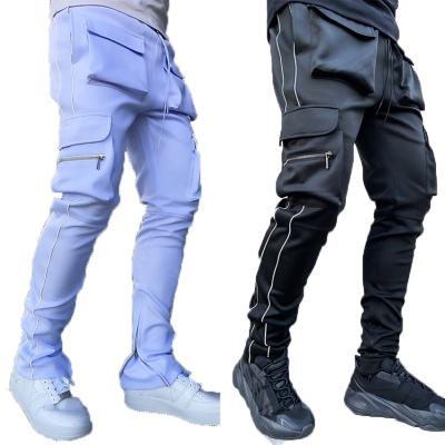 China 2022 Hot Selling Men's Stretch Sweatpants Viable Slim Solid Color Reflect Running Jogging Training Pants Man for sale