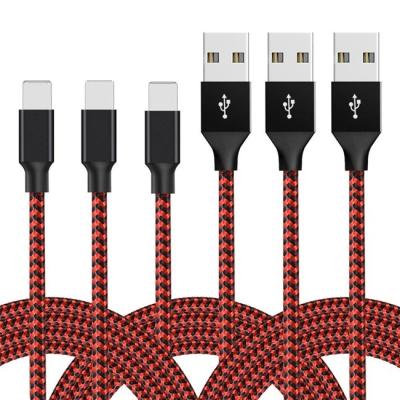 China Durable Nylon Braided 3ft 6ft Wholesale 10ft USB Braided Charging Cable 8pin Cable For Cell Mobile Phone for sale