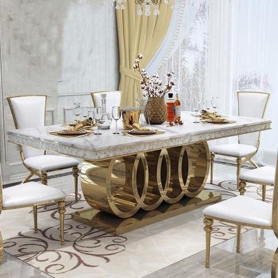 China Modern Home Furniture Modern Dining Table Set Stainless Steel Dining Table And Chair Set Luxury Modern Marble for sale