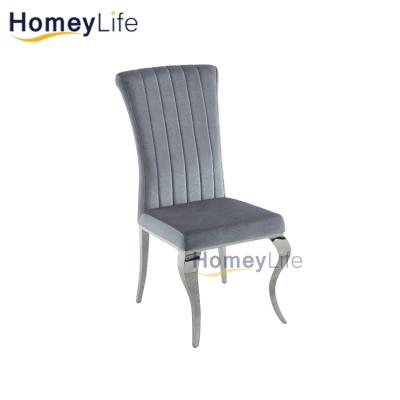 China Fixed Cheap Modern Dining Chair Stainless Steel Legs Dining Table And Chairs for sale