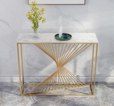 China Convertible Rectangular Shaped Modern Furniture Rectangular Shaped Modern Furniture Metal Stainless Steel Mirror Marble Luxury Console Table for sale