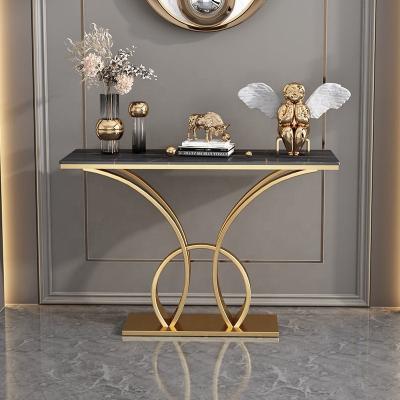 China Good price living room furniture stainless steel marble convertible console frame top or glass top table for sale