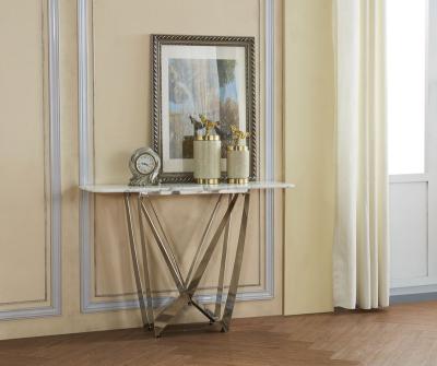 China Convertible Modern Luxury French Gold Stainless Steel Glass Hobby Console Table Furniture for sale