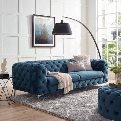 China Nordic Velvet Sofa Set Convertible Luxury Furniture Villa Couch 1 2 3 Seater Chesterfield Sofa Living Room Sofa for sale