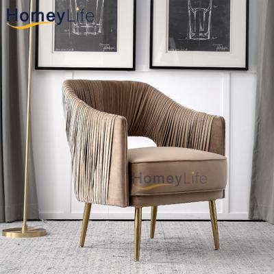 China Modern metal leisure modern stainless steel sofa chair fabric velvet lazy sofa chair for sale for sale