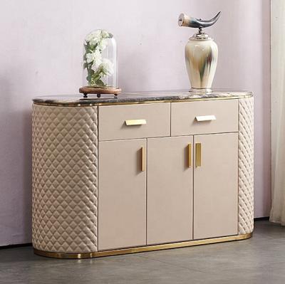 China Modern Classical Extendable Furniture Restaurant Hotel Shake Tableware Storage Cabinet Light Stainless Steel Luxury Glass Sideboard for sale