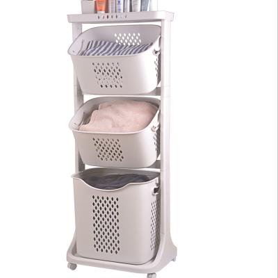 China Minimalist Laundry Basket 2 Tier 3 Tier Rolling Laundry Cart With Wheel for sale