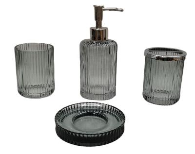 China 4 Pieces Sustainable Bathroom Glass Accessory Set for sale