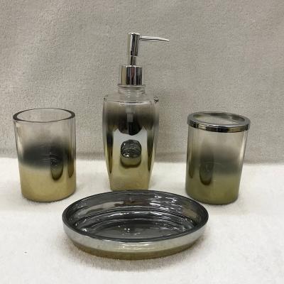 China Sustainable 4 Pieces Glass Bathroom Accessory Set , 2021 New Design Set Stylish for sale