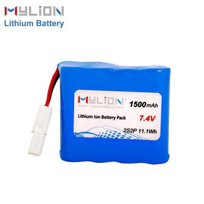 China Small Lightweight High Capacity Mylion 7.4v 1500mah 14500 AA Li Ion Battery Pack for sale