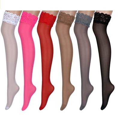 China Women Antibacterial Silicone Lace Tops Thigh High Silky Stockings Stocking Pantyhose for Women Girls for sale