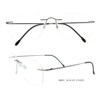 China Rimless Titanium Frame Titanium Dioxide Glass Rimless Eyewear With Flexible Temple High Quality Optical Frames for sale