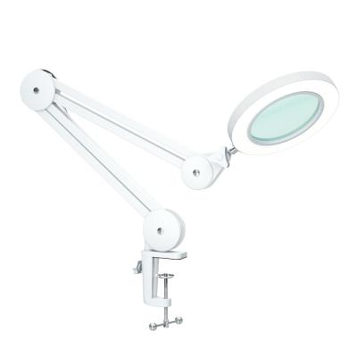 China Magnifying Led Magnifying Lamp With Clamp, Adjustable Arms Open Lamp, 3 Color Modes for sale