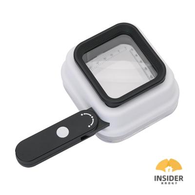 China Handheld Foldable LED Lighted Handheld Reading Magnifier 10X Wholesale Handheld Lighted Magnifier 4 LED High Quality ABS Magnifier for sale