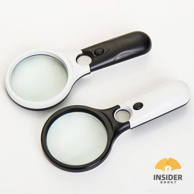 China 3 LED Light 10X 20X Handheld Magnifier Reading Magnifier Lens Jewelry Magnifier With 3 LED Light For Christmas Gift for sale