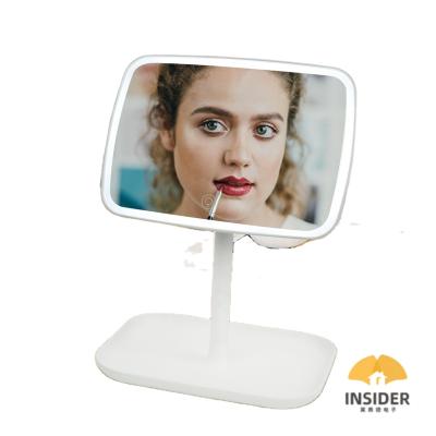 China Lighted Vanity LED Table Makeup Mirror 3X-10X Plastic Square Removable Mini Mirror With Magnet And Tray for sale