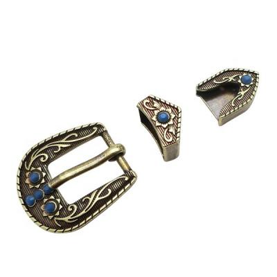 China Zinc Alloy Western Fashion Buckle Fashion Fancy Belt Buckles Sets For Woman With Turquoise for sale