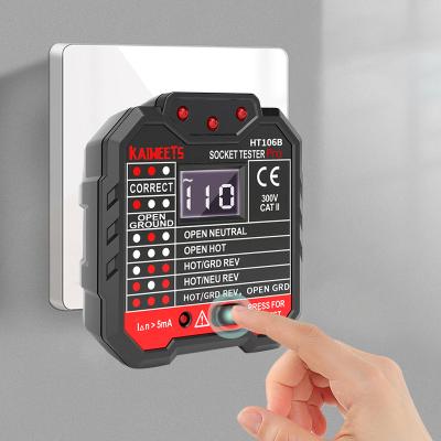 China GFCI Live Earth Wire Neutral Outlet Tester kaiweets EU Electrical Outlet Tester HT106B with LED Display Voltage Test HT106B for sale