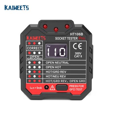 China Amazon Hot Sale Voltage Tester Kaiweets HT106B GFCI Outlet Stripping Tester With LED Display for sale