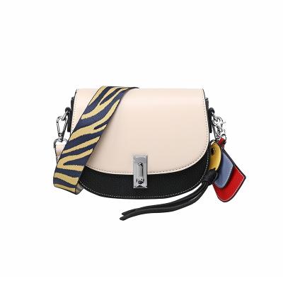 China 2021 New Cross-body Elegant Shoulder Bag Waterproof Splicing Saddle Bag Women's Handbag Lady Bag For Female for sale