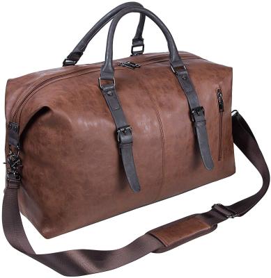 China Large Weekender Carry On Women's Duffel Bag Gym Outdoor Sport Overnight Leather Travel Bag Women's Duffel Bag With Shoe Compartment for sale