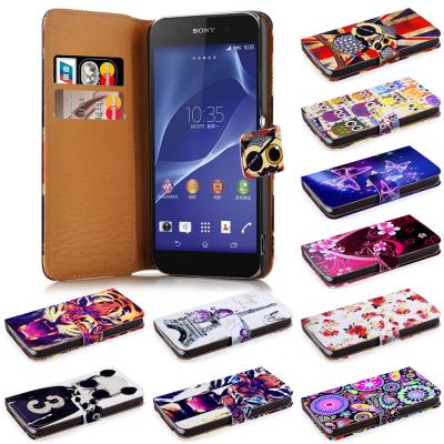 China Luxury Printed Flip PU Leather Sony Phone Cases Back Cover Dust proof for sale