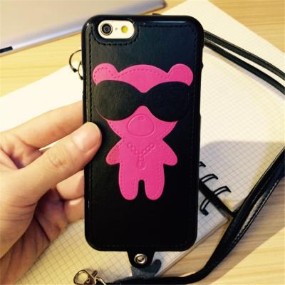 China Cartoon Leather + TPU Cell Phone Case for Iphone 6s Cover Bag With String for sale