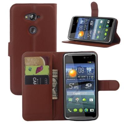 China Liquid E600 Retro leather Acer Phone Case with card shole and plastic phone holder for sale